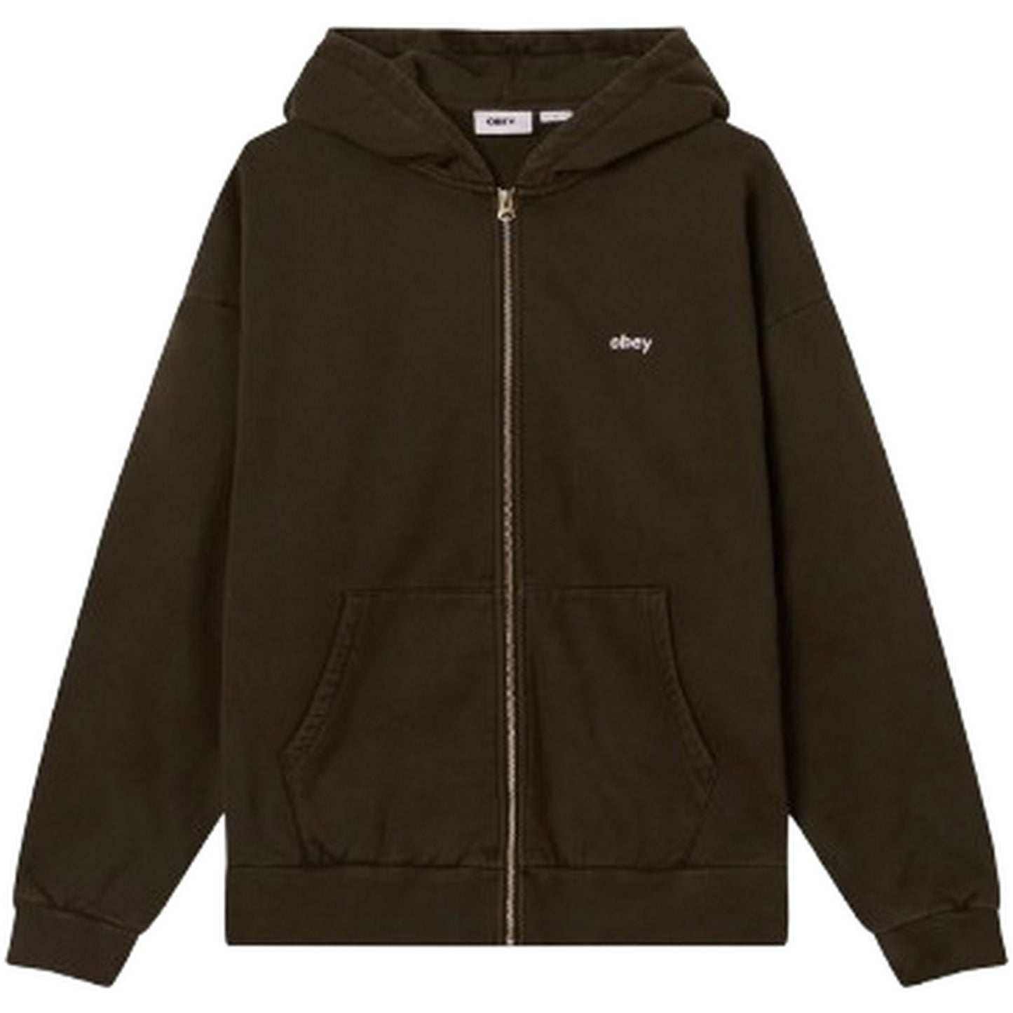 Felpe con cappuccio Uomo Obey - Lowercase Pigment Zip Hood Fleece - Verde
