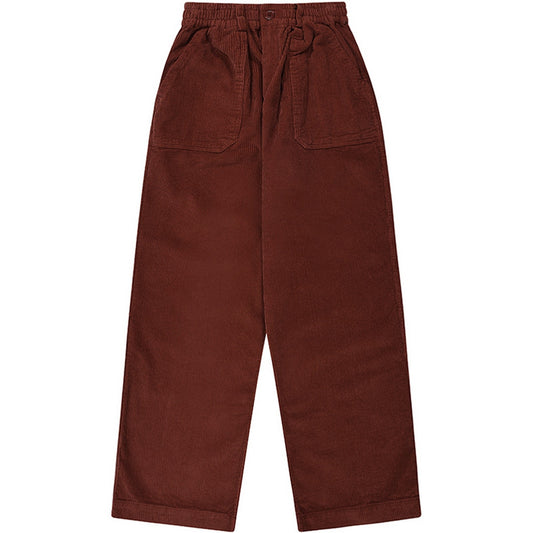 KAPPY DESIGN Pantalon unisexe - Pantalon en velours côtelé One Tuck Fatigue - Rouge