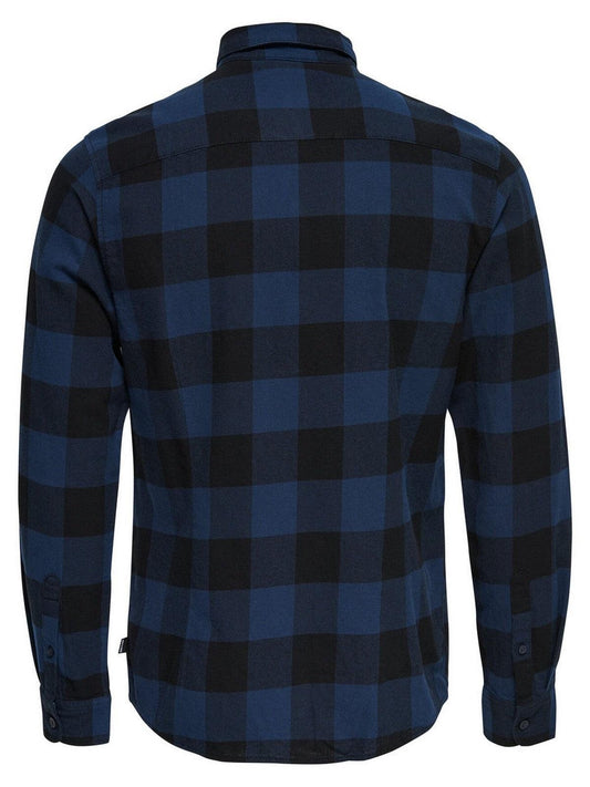Only & Sons Freizeithemden für Herren – Gudmund Life Ls Checked Shirt Noos – Blau