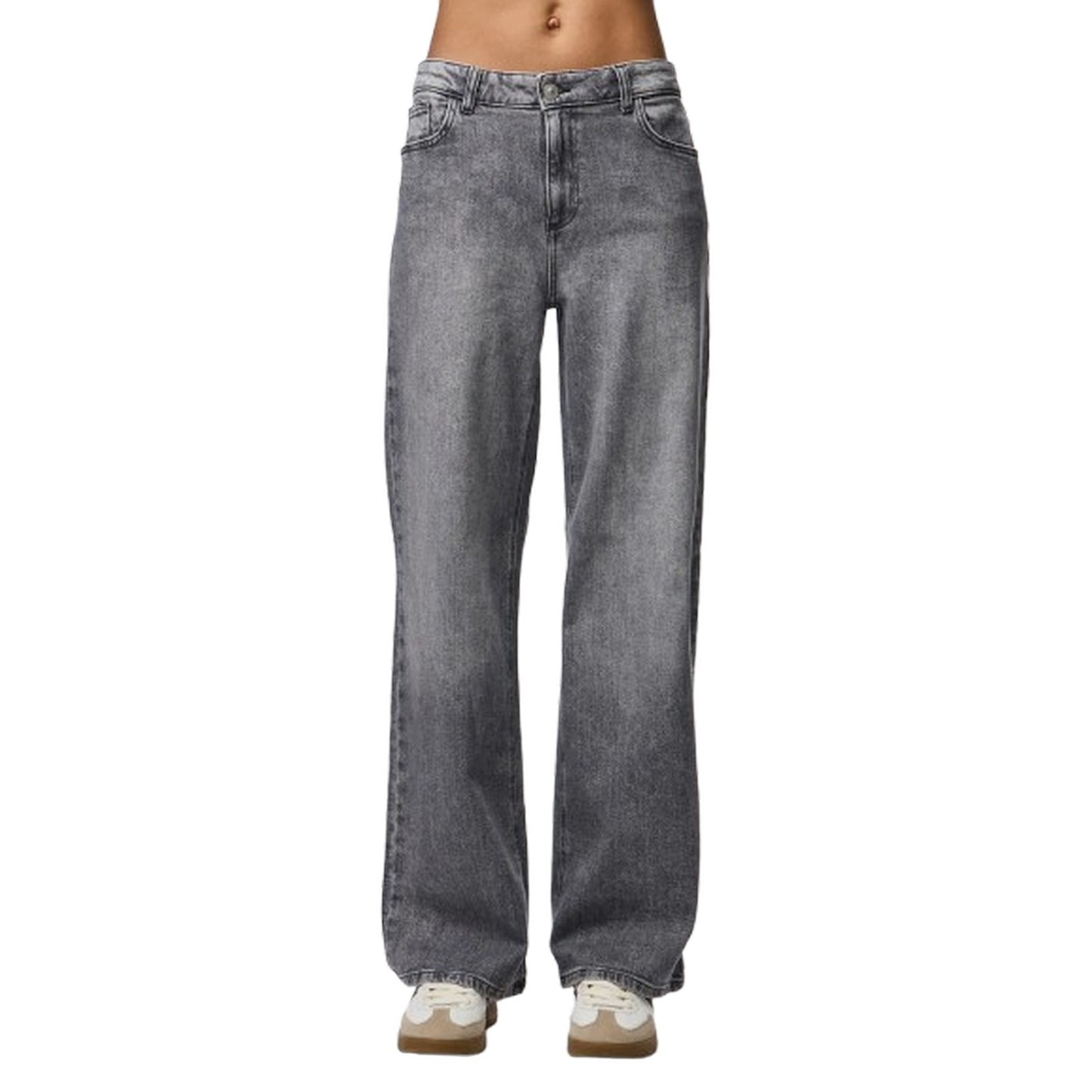 Jeans Donna Pieces - Pcsilke Mw Wide Jeans Mg Noos Bc - Grigio