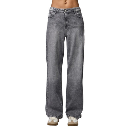 Jeans Donna Pieces - Pcsilke Mw Wide Jeans Mg Noos Bc - Grigio