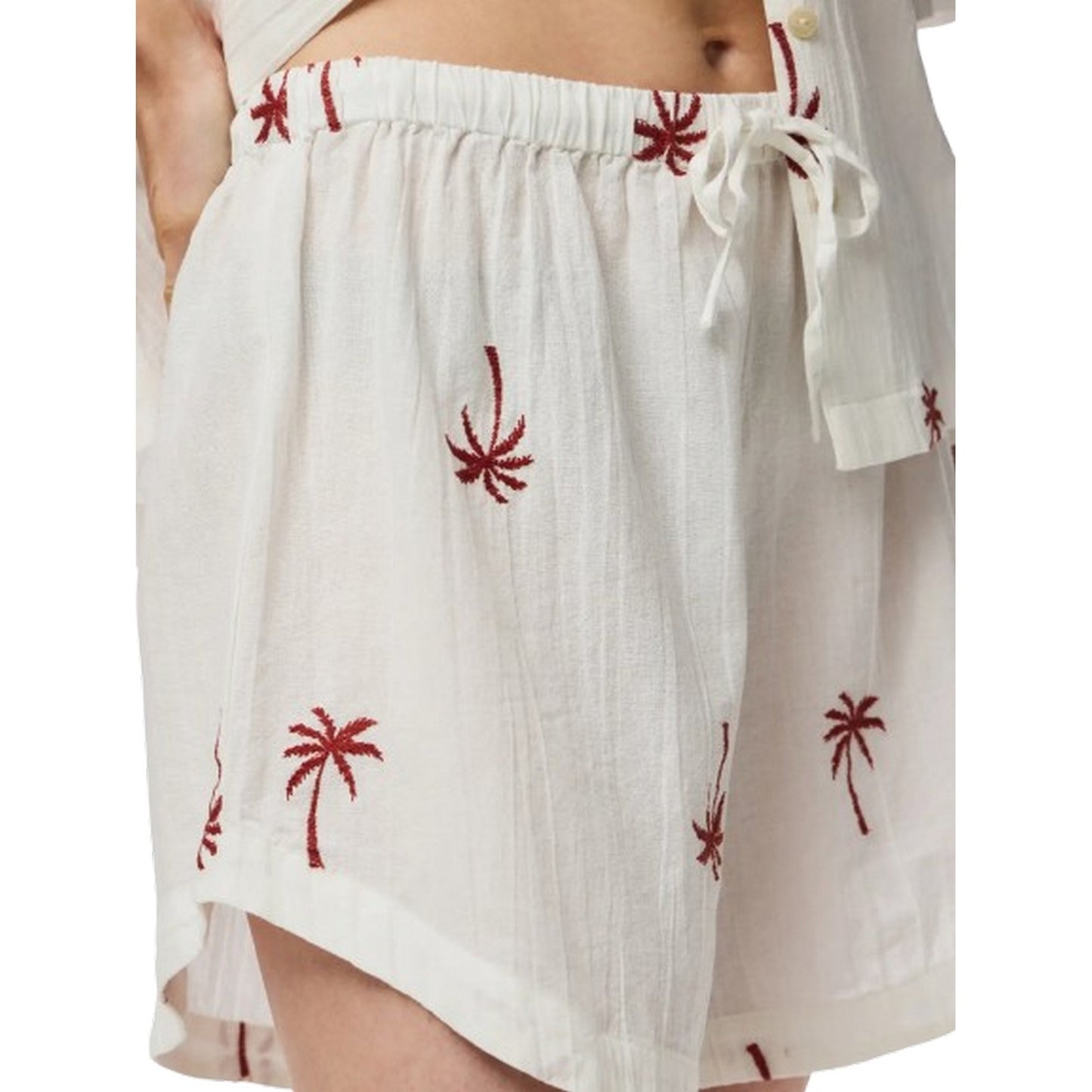 Pantaloncini Donna Pieces - Pckiana Embrodiery Shorts Wvn Bc - Bianco