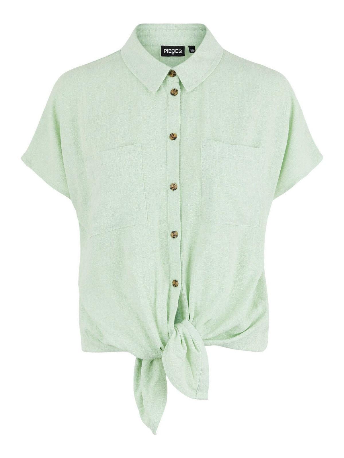 Camicie Donna Pieces - Pcvinsty Ss Tie Shirt - Verde