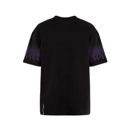 T-shirt Unisex Vision of Super - Black T-Shirt With Negative Purple Flames - Nero