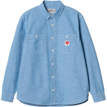 Camicie casual Uomo Carhartt Wip - L/S Clink Heart Shirt Cotton Winston Chambray - Celeste