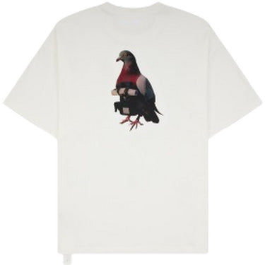 T-shirt męski OAMC Peacemaker – luźny krój Tshirt z nadrukiem gołębi – biały