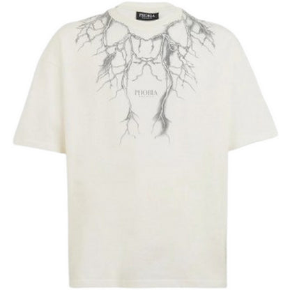 T-shirt Uomo Phobia - White T-Shirt With Front And White Reflective Ligh - Bianco
