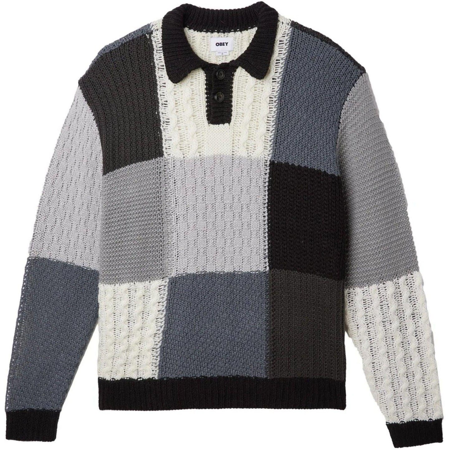 Maglie Uomo Obey - Oliver Patchwork Sweater - Nero