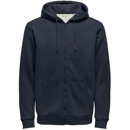 Felpe con cappuccio Uomo Only & Sons - Onsalberto Reg Unbrushed Zip Hood Swt Cs - Blu