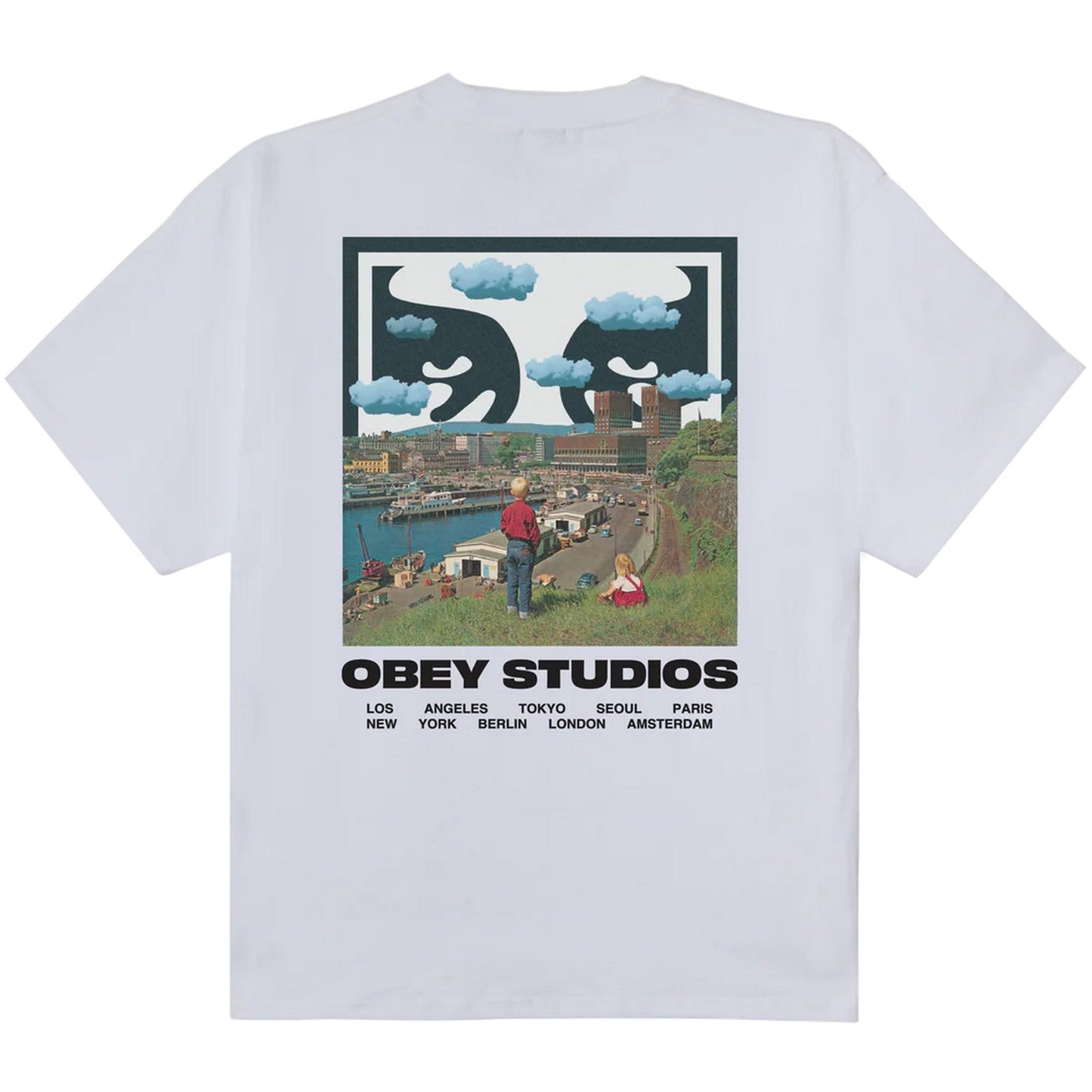 T-shirt Uomo Obey - Obey Sky Face Tee - Bianco