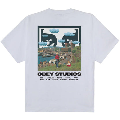 T-shirt Uomo Obey - Obey Sky Face Tee - Bianco