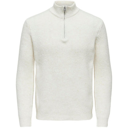 Maglie Uomo Only & Sons - Onstegan Reg 5 Wool Half Zip Knit Bf - Bianco