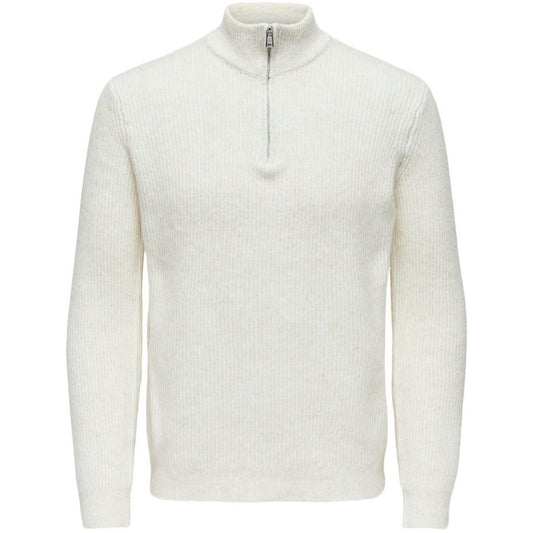 Maglie Uomo Only & Sons - Onstegan Reg 5 Wool Half Zip Knit Bf - Bianco