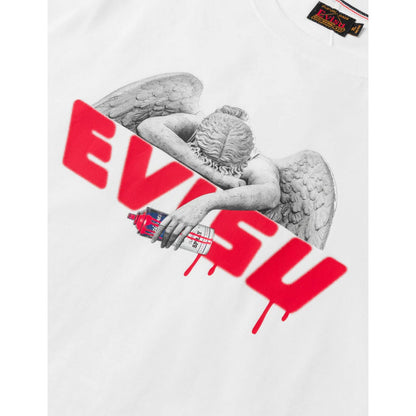 T-shirt Uomo Evisu - Ht Angel & Aerosol Spray Paint Printed Ss Tee - Bianco