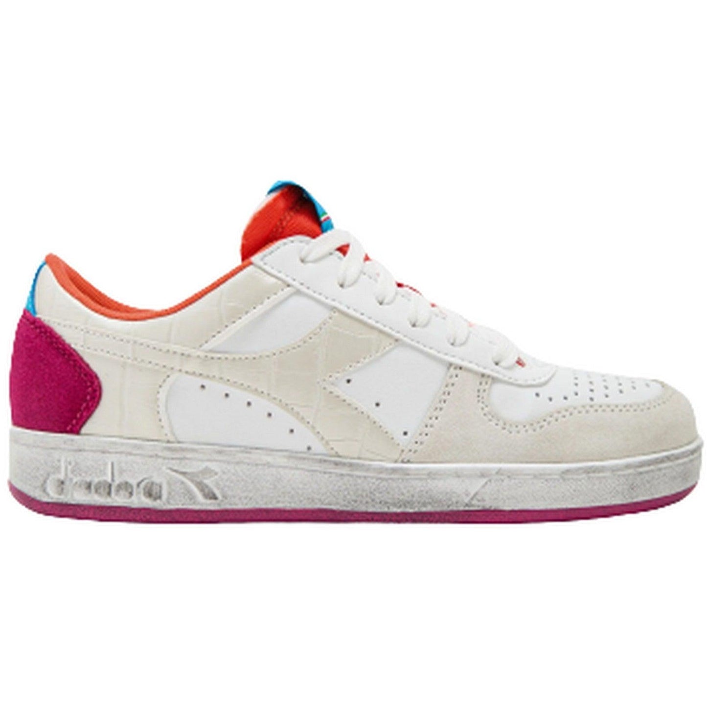 Sneaker Donna Diadora - Magic Basket Low Croco Wn - Bianco