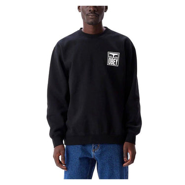 Sweats à capuche pour hommes Obey - Polaire Obey Eyes Icon Crew Premium - Noir
