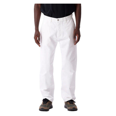 Pantaloni Unisex Obey - Hardwork Carpenter Pant - Bianco