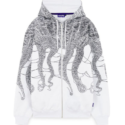 Felpe con cappuccio Uomo Octopus - Octopus Cobweb Zip Hoodie By Luca Devinu - Bianco