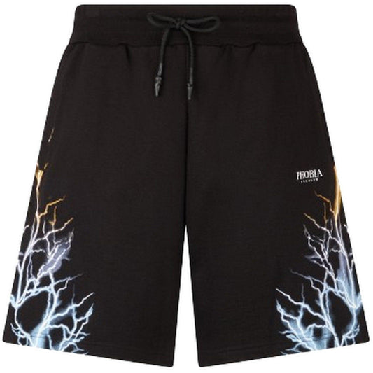 Pantaloncini Uomo Phobia - Black Shorts With Bicolor Lghtning Print - Nero