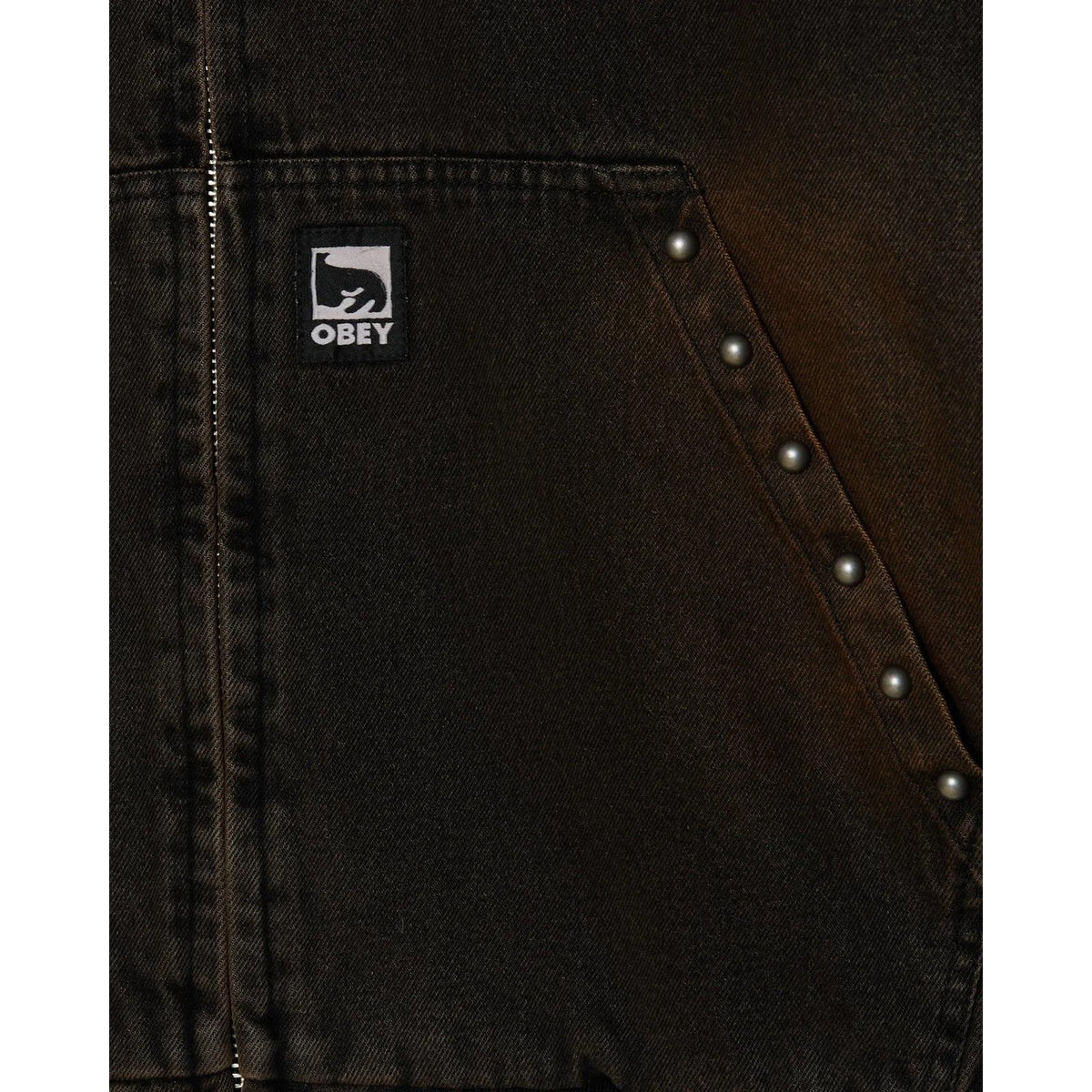 Giacche Uomo Obey - Obey Studded Zip Up Jacket - Nero
