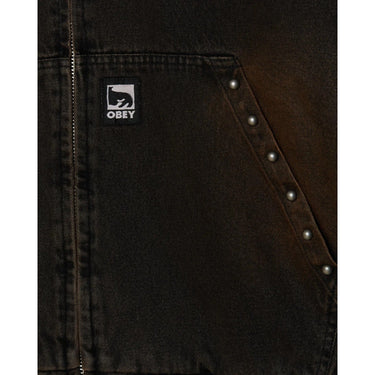 Giacche Uomo Obey - Obey Studded Zip Up Jacket - Nero
