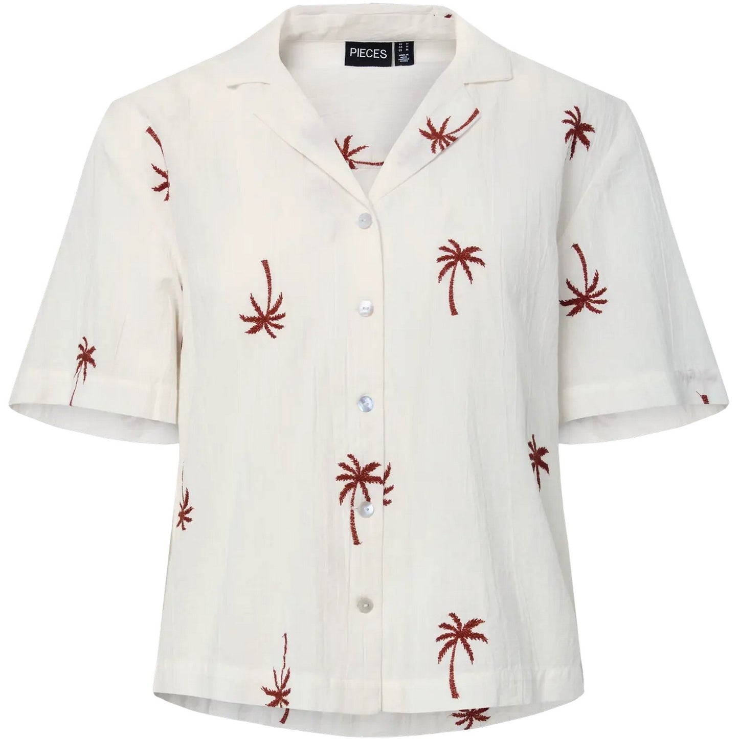 T-shirt Donna Pieces - Pckiana Ss Embrodiery Shirt Wvn Bc - Bianco