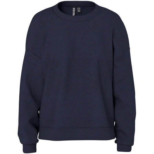 Felpe senza cappuccio Donna Pieces - Pcchilli Ls Loose Sweat Noos Bc - Blu