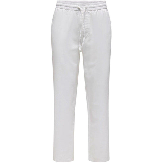 Pantaloni Uomo Only & Sons - Onssinus Loose 0007 Cot Lin Pant Noos - Bianco