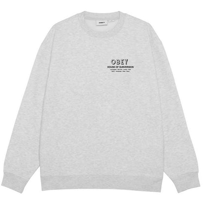 Felpe senza cappuccio Uomo Obey - Obey House Of Subversion Fleece - Grigio