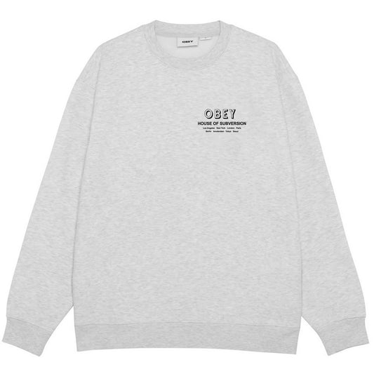 Felpe senza cappuccio Uomo Obey - Obey House Of Subversion Fleece - Grigio