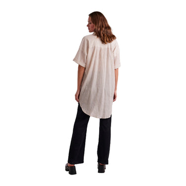 Camicie Donna Pieces - Pcterra Ss Long Shirt Noos Bc - Beige