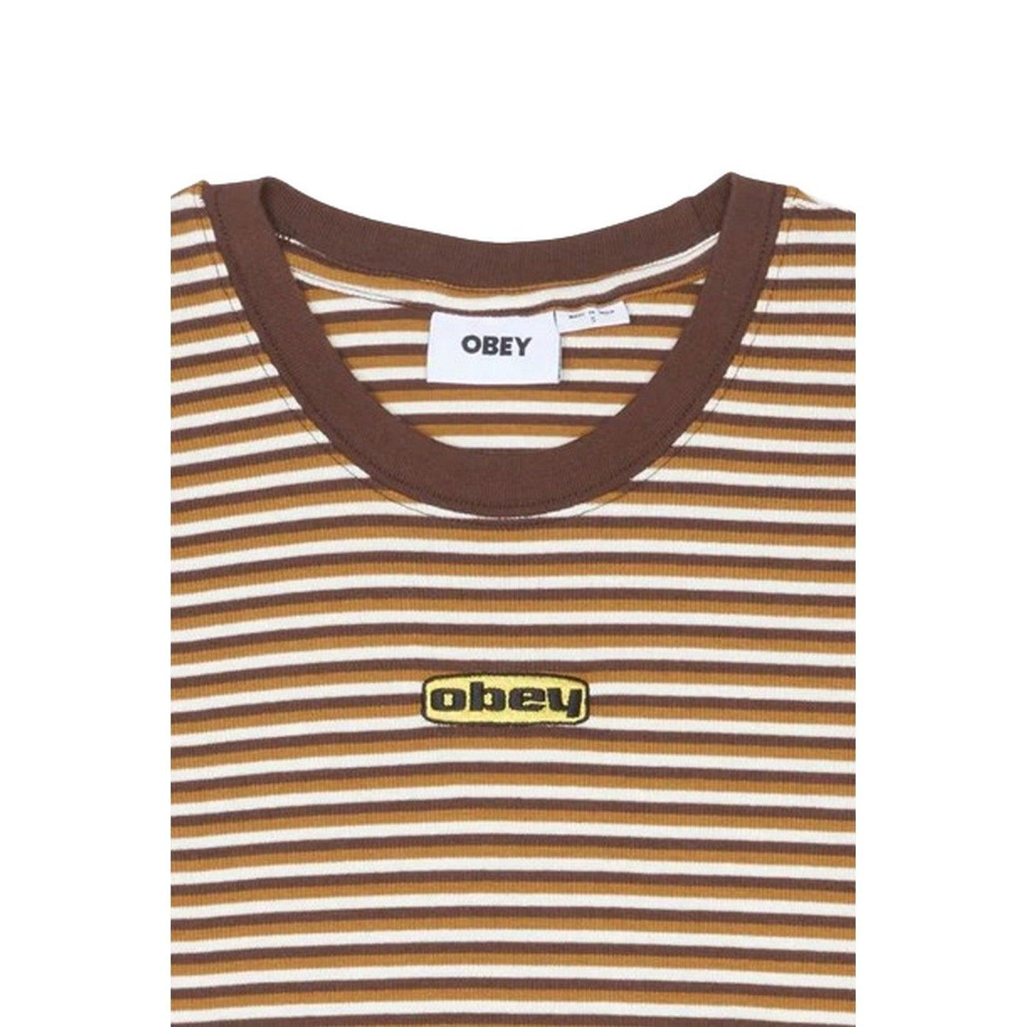 T-shirt Donna Obey - Cypress Stripe Baby Ringer Tee - Marrone