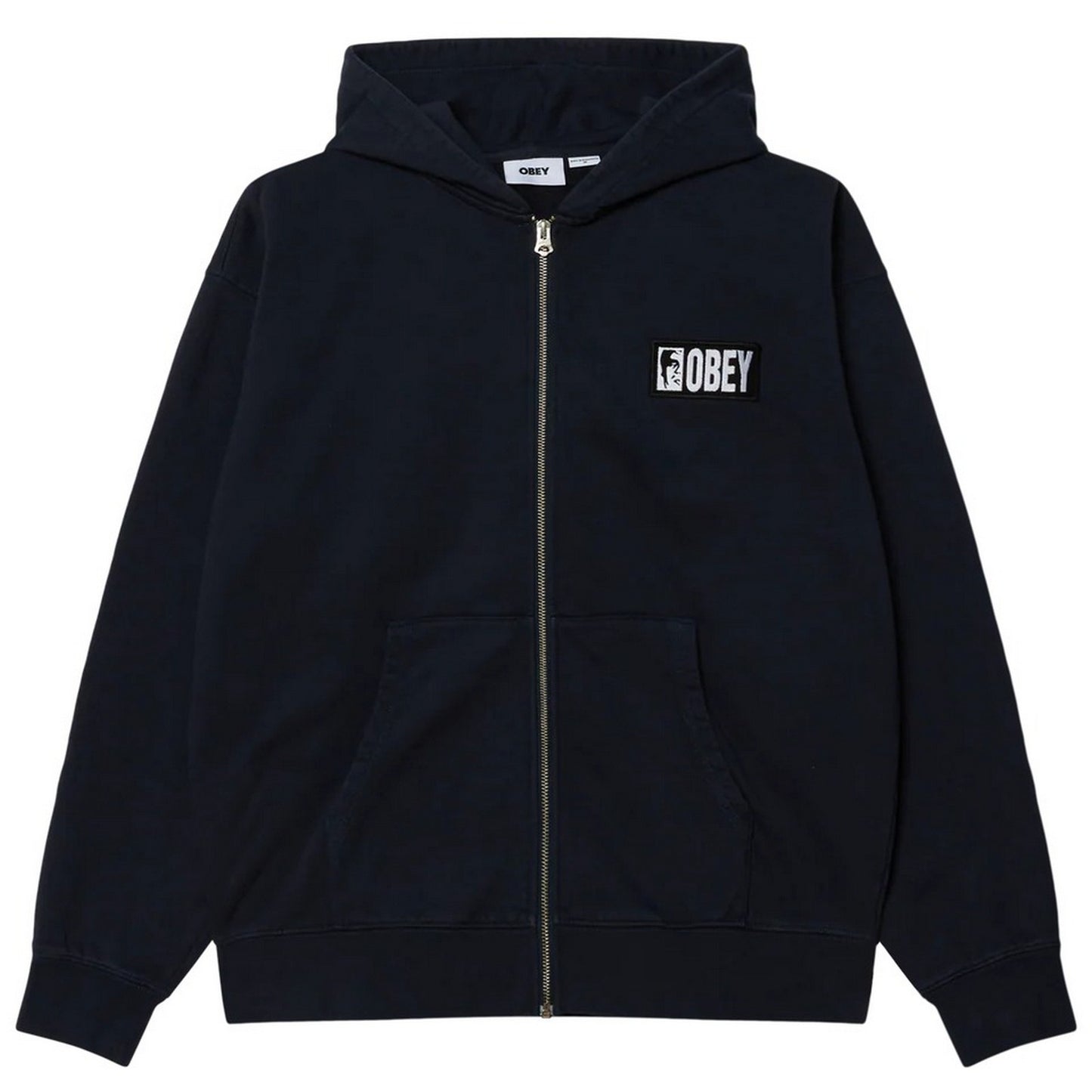 Felpe con cappuccio Uomo Obey - Margin Faded Zip Hood Fleece - Blu