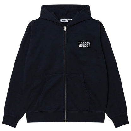 Felpe con cappuccio Uomo Obey - Margin Faded Zip Hood Fleece - Blu