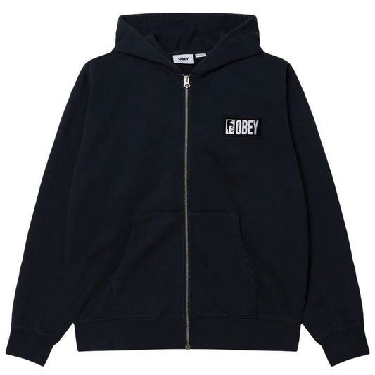 Felpe con cappuccio Uomo Obey - Margin Faded Zip Hood Fleece - Blu