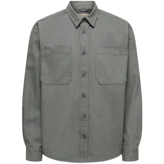 Camicie casual Uomo Only & Sons - Onsalp Canvas Overshirt 0359 - Grigio