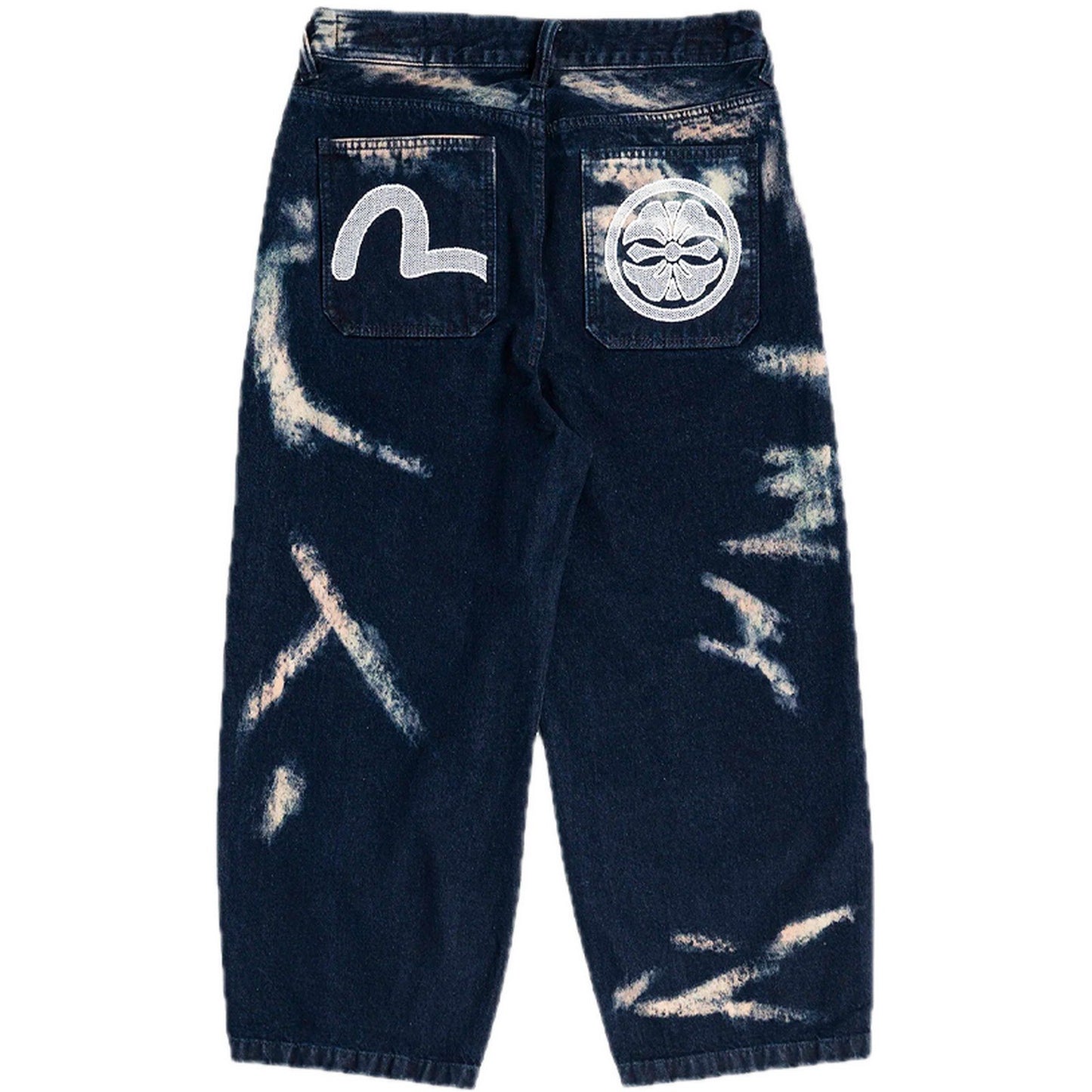 Jeans Uomo Evisu - Ht, Tie-Dye Jeans W/ Printed Seagull - Blu