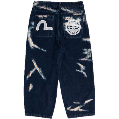Jeans Uomo Evisu - Ht, Tie-Dye Jeans W/ Printed Seagull - Blu