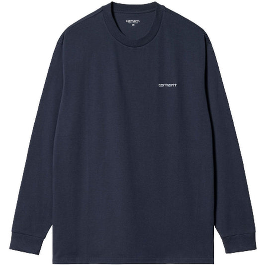 T-shirt Uomo Carhartt Wip - L/S Script Embroidery T-Shirt - Blu