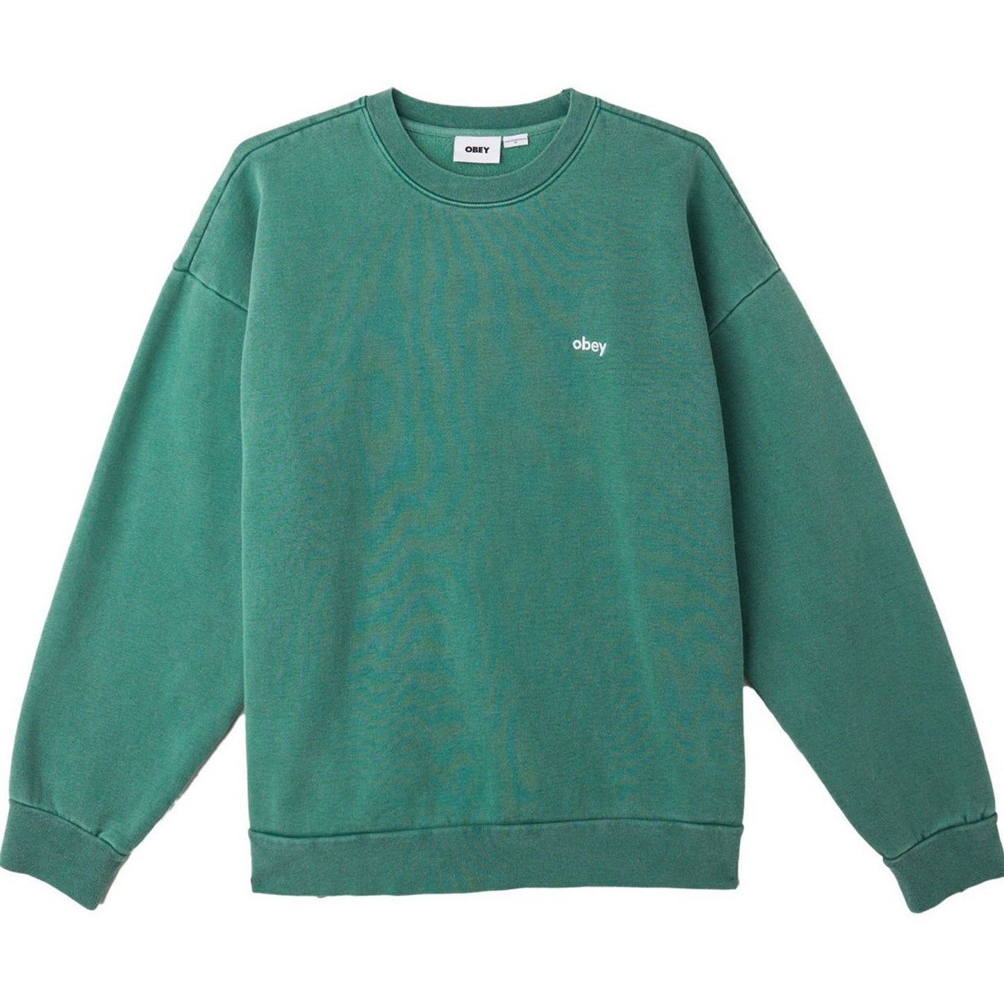 Felpe senza cappuccio Uomo Obey - Lowercase Pigment Crew Fleece - Verde