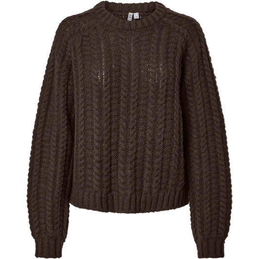 Maglioni Donna Pieces - Pcairy Ls O-Neck Knit Bc - Marrone