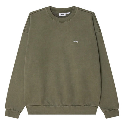 Felpe senza cappuccio Uomo Obey - Lowercase Pigment Crew Fleece - Verde