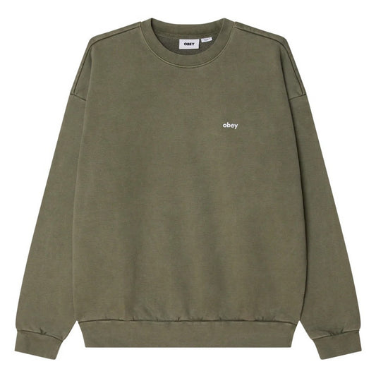 Felpe senza cappuccio Uomo Obey - Lowercase Pigment Crew Fleece - Verde