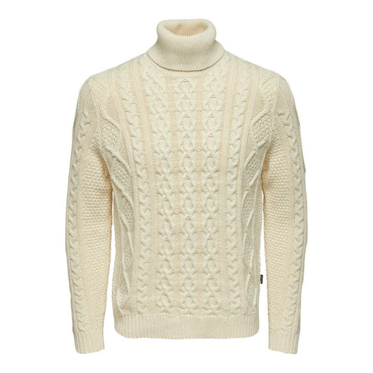 Maglioni Uomo Only & Sons - Onsrigge Reg 3 Cable Roll Neck Knit - Bianco