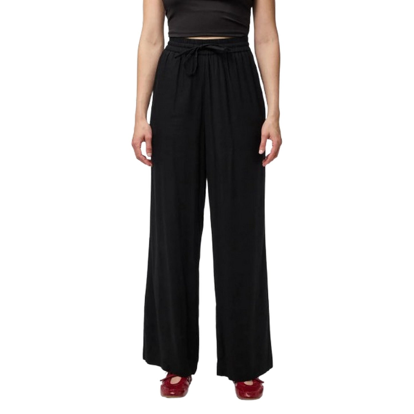 Pantaloni Donna Pieces - Pcpia Hw Wide Pants Wvn Noos - Nero