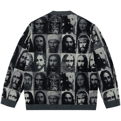 Cardigan Uomo Propaganda - Jacquard Cardigan Relaxed Fit Mugshot Jeez - Multicolore