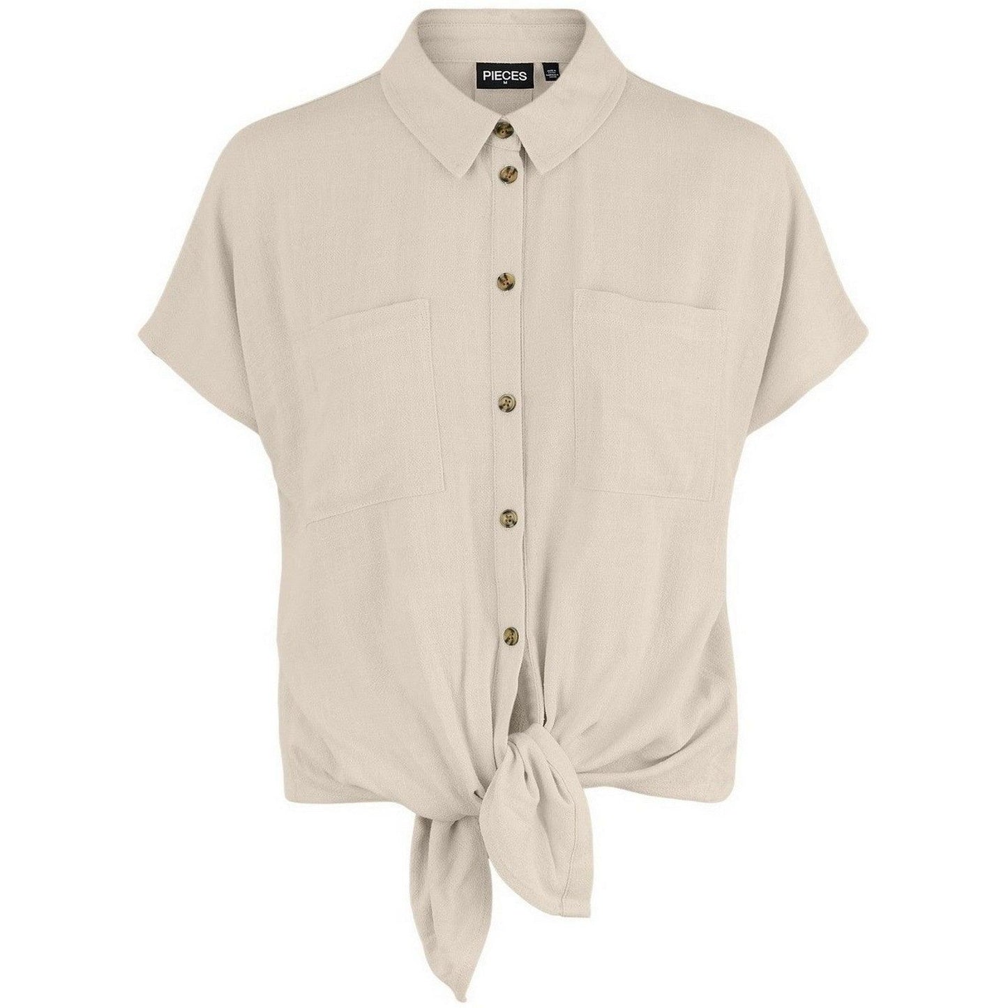 Camicie Donna Pieces - Pcvinsty Ss Tie Shirt - Beige