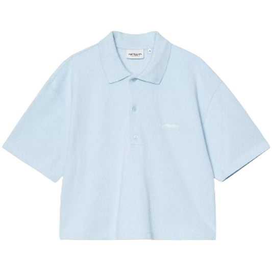 Polo Donna Carhartt Wip - W S/S Carhartt Script Polo Ts - Celeste