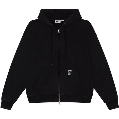 Felpe con cappuccio Uomo Obey - Obey Post Zip Hood Fleece - Nero