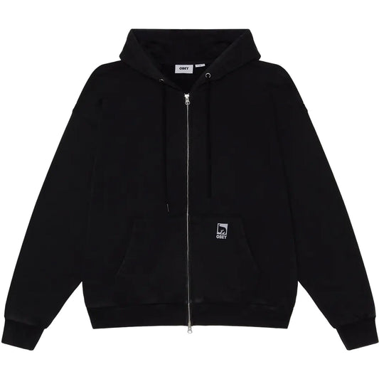 Felpe con cappuccio Uomo Obey - Obey Post Zip Hood Fleece - Nero